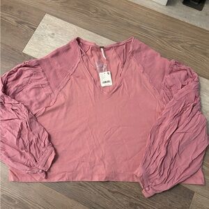 Free People Dusty Rose V-Neck Blouse